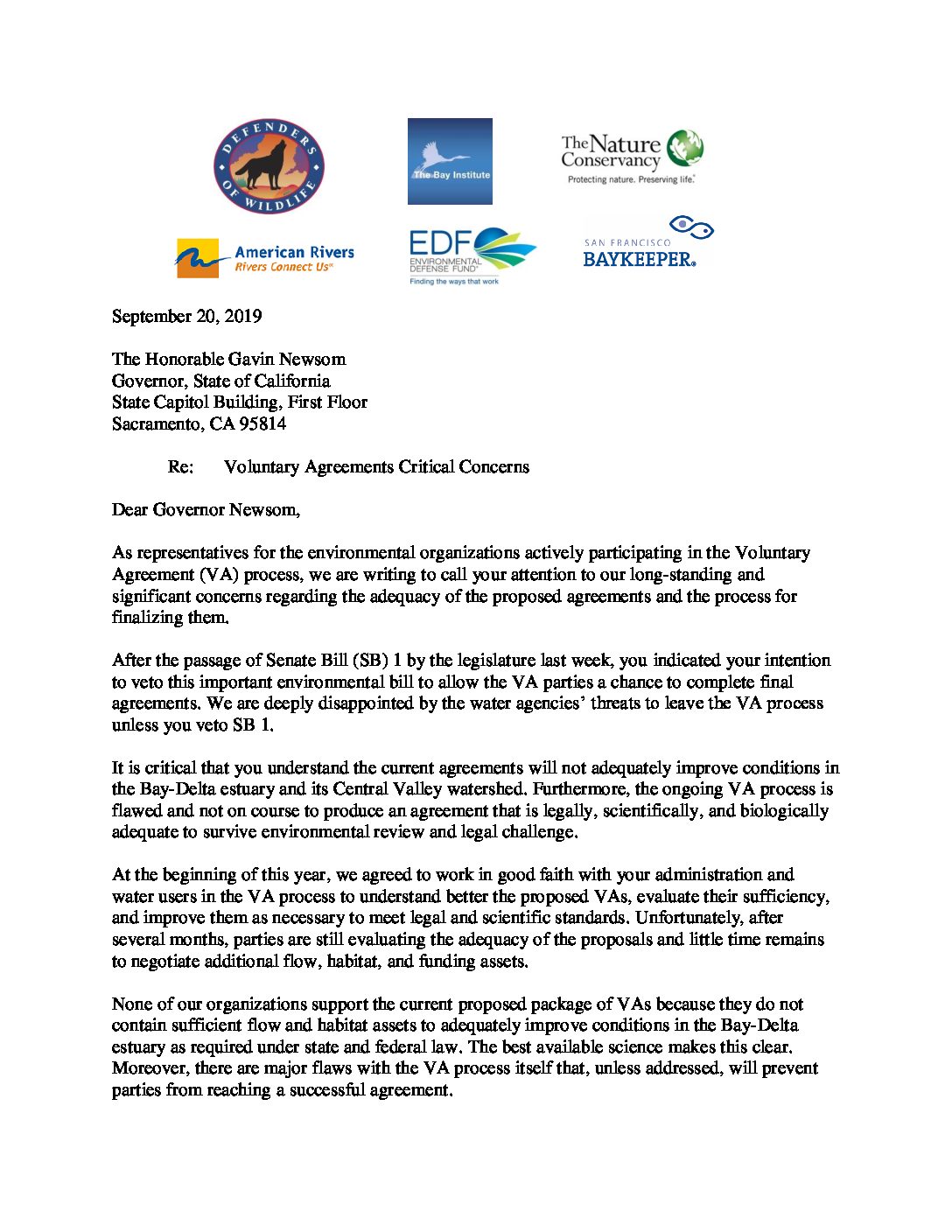 VA NGO Letter to Gov Newsom (final) MAVEN'S NOTEBOOK Water news
